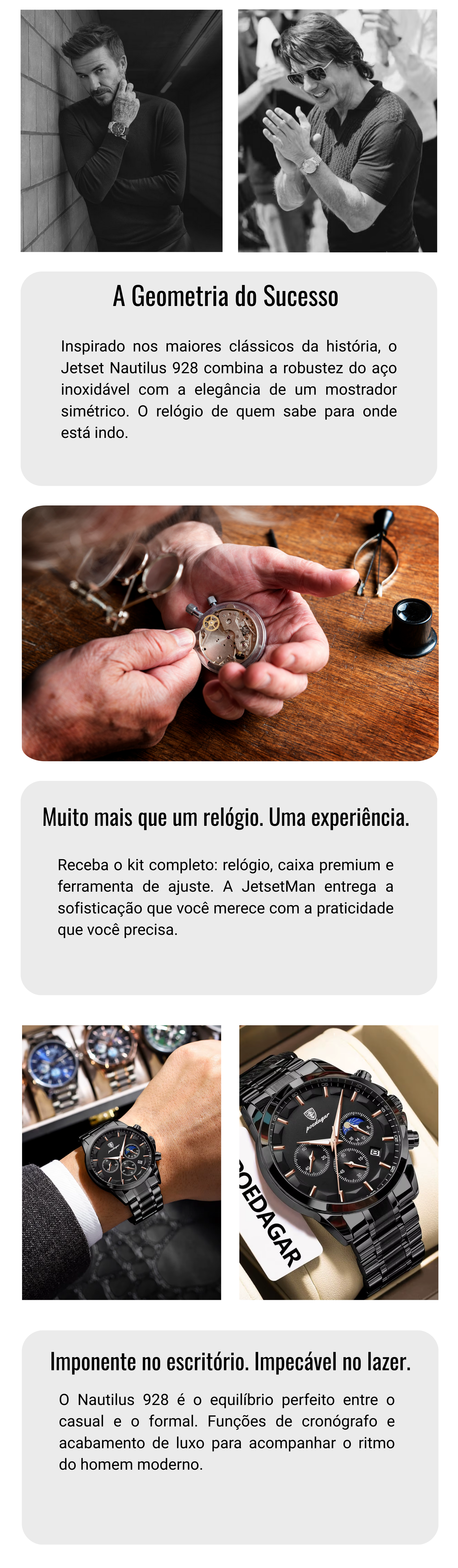 Relógio Executivo Jetset Nautilus 928 — Edição Silver & Steel